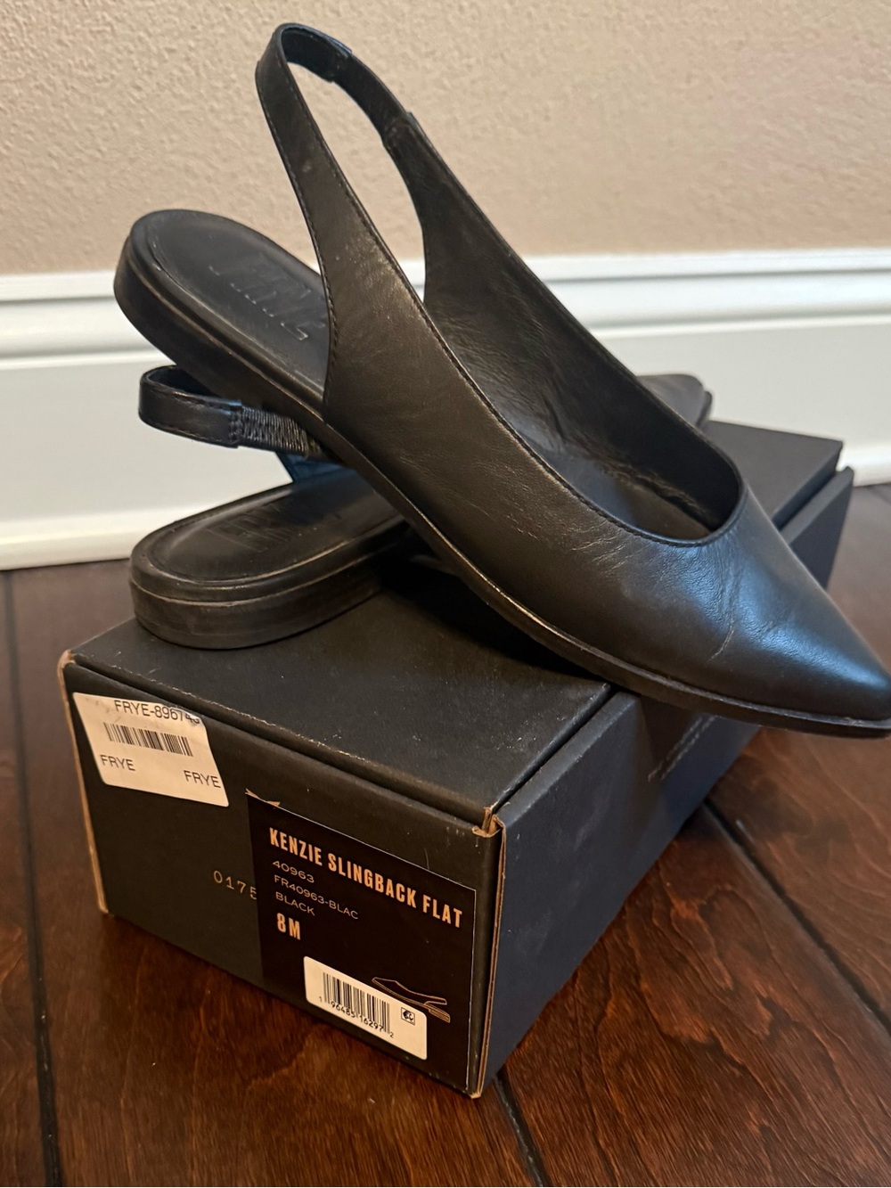 Frye Black Kenzie Slingback Pointed Flats